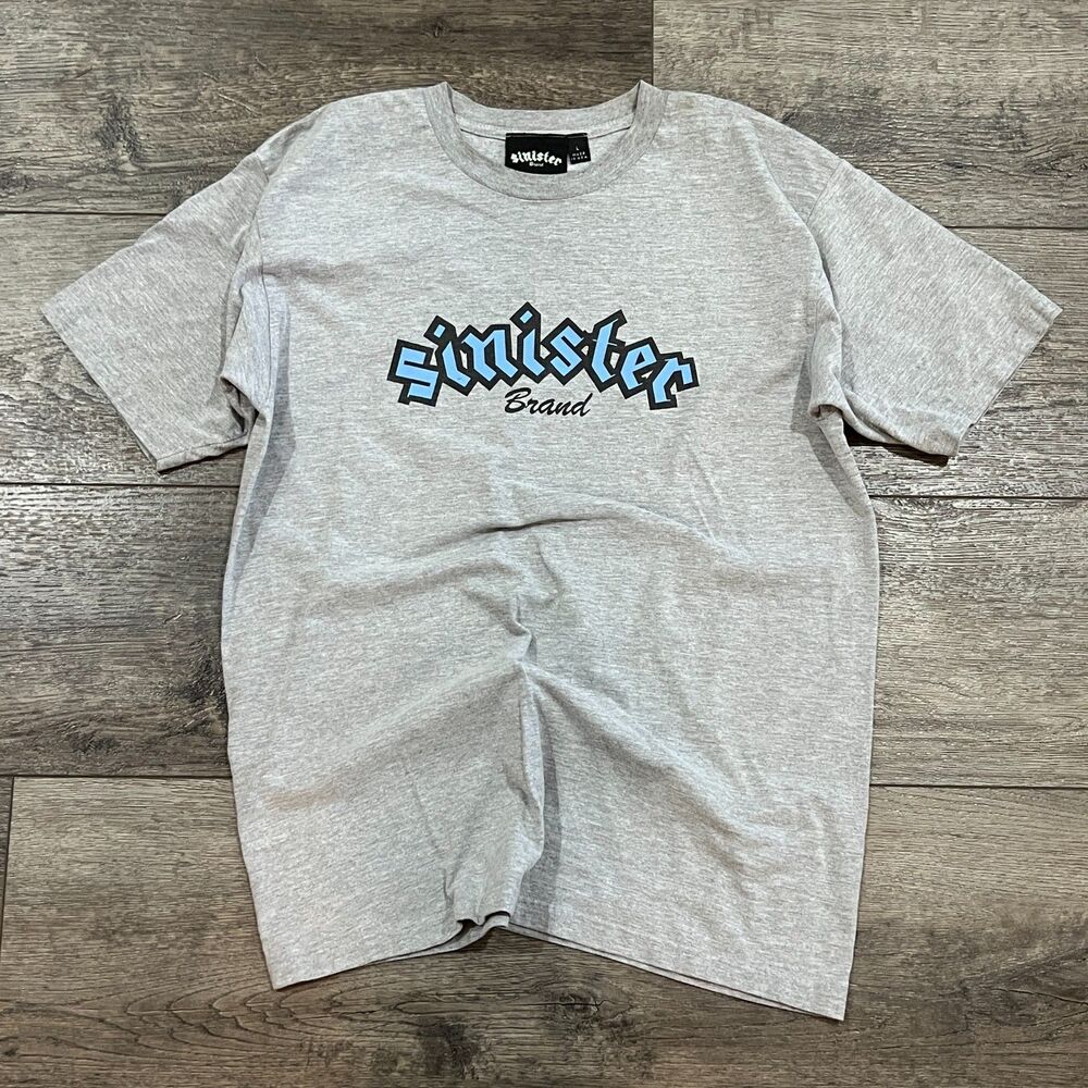 Vintage Y2K Sinister Brand Graphic Logo Gray Skate Tee Shirt Made in USA - Large